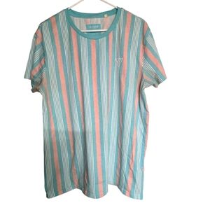 Guess Los Angeles Crumley Striped Crew T-Shirt XL Embroidered